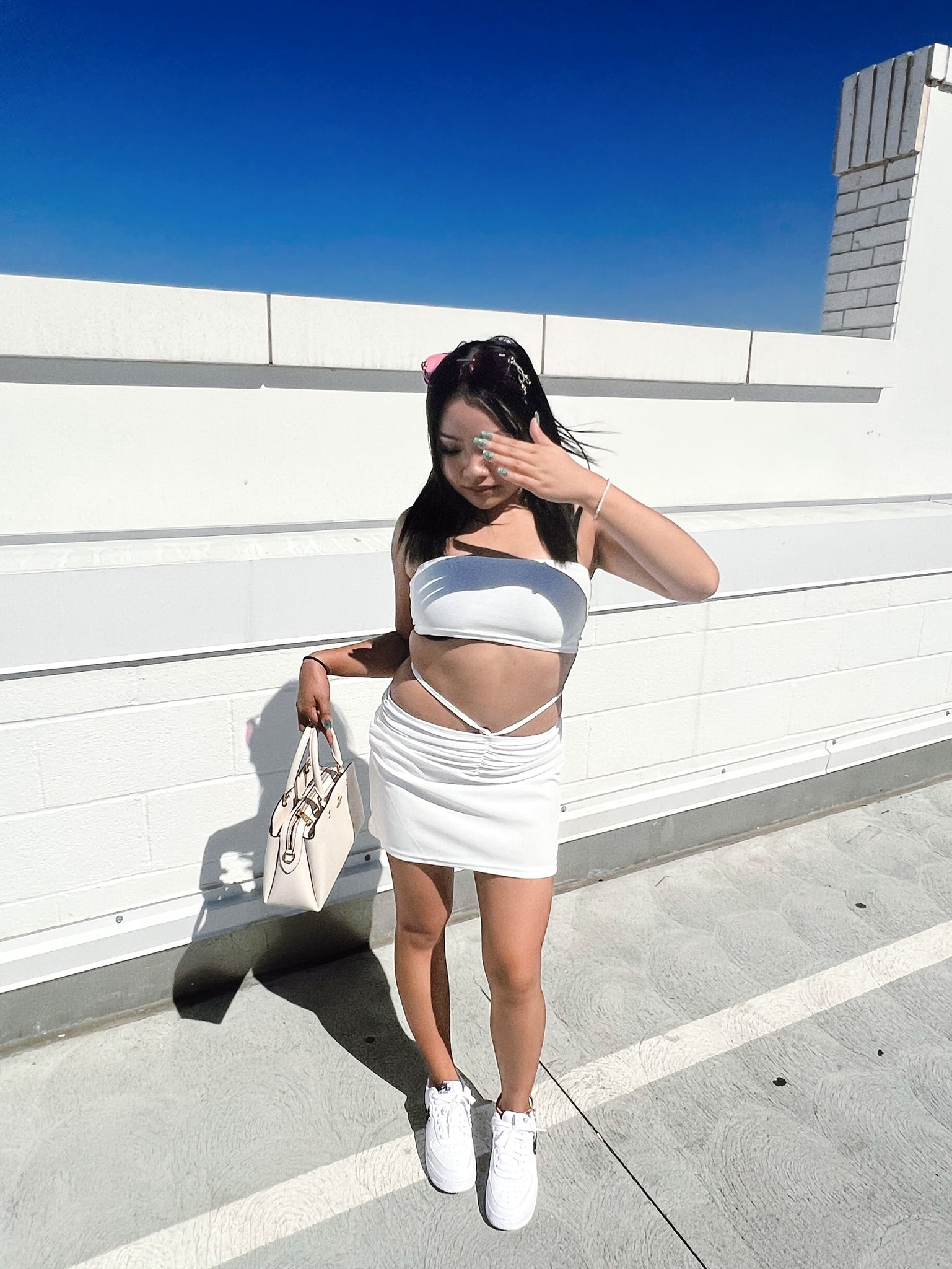 Brandy White Tube Top Skirt Set