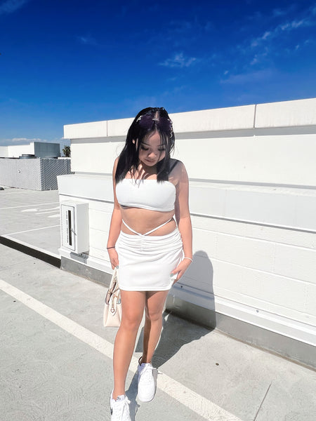 Brandy White Tube Top Skirt Set